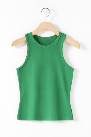 Yasmine Tanktop Gerippt - Tops - Grün - Müller Mode