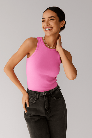 Yasmine Tanktop Gerippt - Tops - Rosenrot - Müller Mode