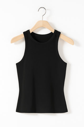 Yasmine Tanktop Gerippt - Tops - Schwarz - Müller Mode