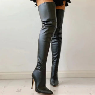 Yassi - Oberschenkelhohe Fashion - Stiefel - Stiletto - Absatz - Stiefel - Rot - Müller Mode