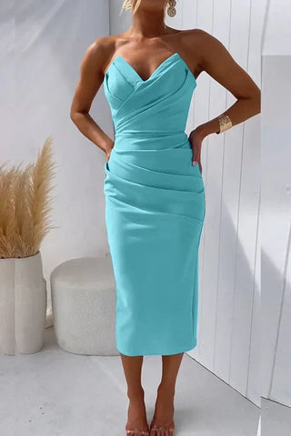 Yassi - Kleid - Plissee - Stoff - Kleider - Himmelblau - Müller Mode