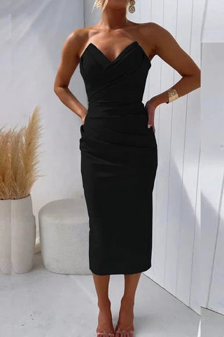 Yassi - Kleid - Plissee - Stoff - Kleider - Schwarz - Müller Mode
