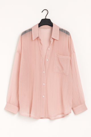 Yvet Lockere Bluse mit Knopfleiste und Brusttasche - Bluse - Rosa - Müller Mode