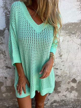 Yvette - Bluse mit V - Ausschnitt - Ausgehöhltes Design - Bluse - Grün - Müller Mode