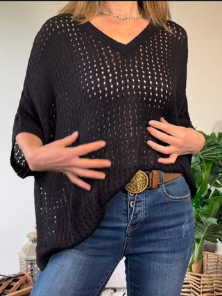 Yvette - Bluse mit V - Ausschnitt - Ausgehöhltes Design - Bluse - Schwarz - Müller Mode