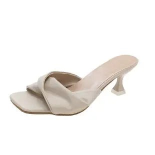 Zaida - Lässige Absatzsandalen - Gedrehter Riemen - Pumps - Weiß - Müller Mode