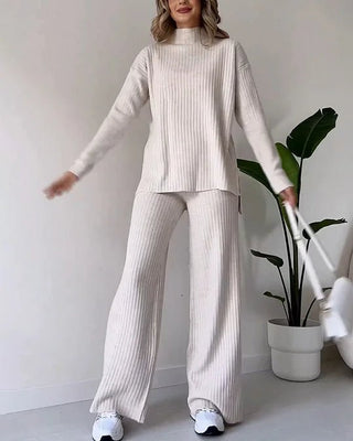 Zainab - Pullover & Hosen Set - Gerippter Stil - Sets - Aprikose - Müller Mode