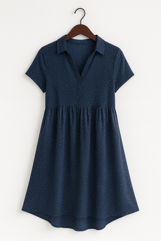 Zita Midikleid mit Punkten und kurzen Ärmeln - Kleider - Blau - Müller Mode