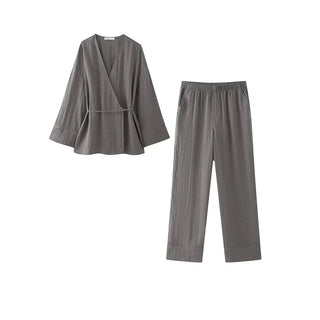 Zoey - Langes Set - Kimono - Kleidung - Sets - Grau - Müller Mode