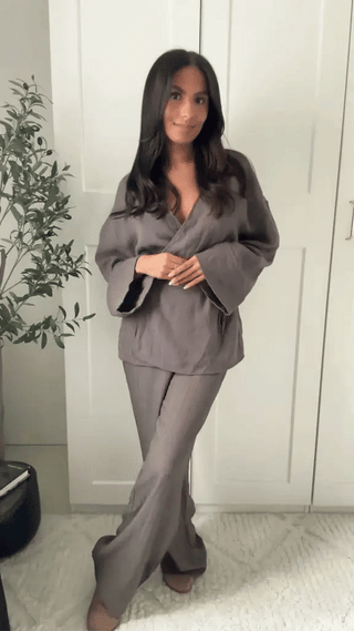 Zoey - Langes Set - Kimono - Kleidung - Sets - Grau - Müller Mode