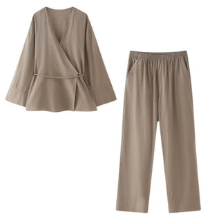 Zoey - Langes Set - Kimono - Kleidung - Sets - Khaki - Müller Mode