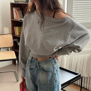 Natasha Gekürztes Schulterfreies Sweatshirt
