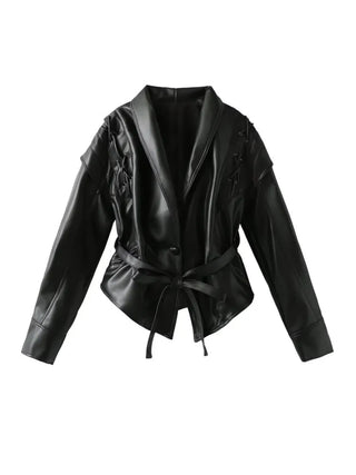 Madonna - Lederjacke mit Gürtel - Crop-Stil