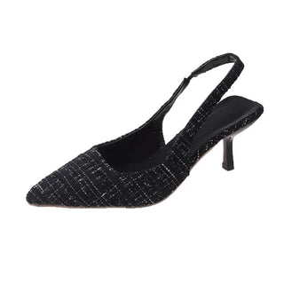 Judith - Spitz Zulaufende Tweed-Absätze - Slingback-Stil