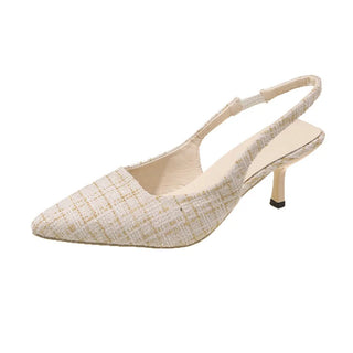 Judith - Spitz Zulaufende Tweed-Absätze - Slingback-Stil