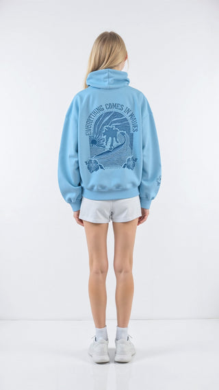 Abigail Bestickter Kapuzenpullover - Sweatshirts & Hoodies - Blau - Müller Mode