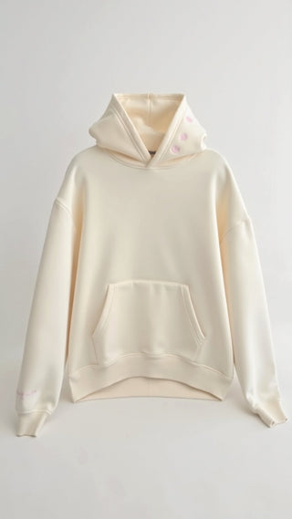 Abigail Bestickter Kapuzenpullover - Sweatshirts & Hoodies - Creme - Müller Mode