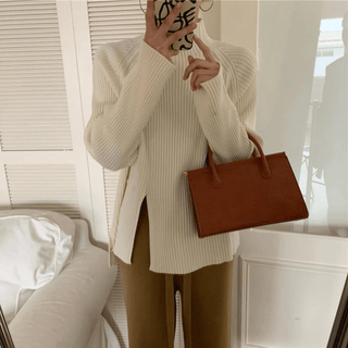 Aella - Gerippter Rollkragenpullover - Strickwaren - Weiß - Müller Mode