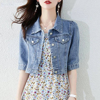 Aicha Denimjacke Kurzarm Kurz - Jacken - Blau - Müller Mode
