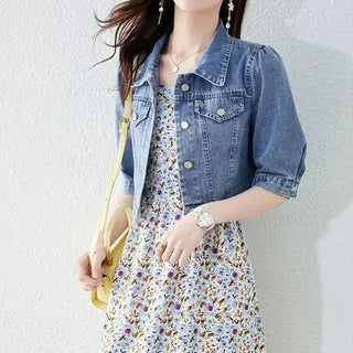 Aicha Denimjacke Kurzarm Kurz - Jacken - Blau - Müller Mode