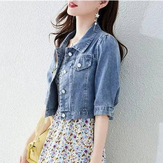 Aicha Denimjacke Kurzarm Kurz - Jacken - Blau - Müller Mode