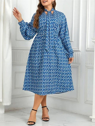 Alea - Plus Size Kleid - Elastische Taille - Kleider - Blau - Müller Mode