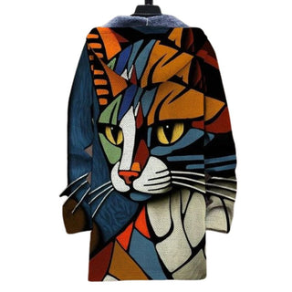 Alex – Herren - Übergroße Jacke – Kapuzenjacke mit Katzenprint - Strickwaren - Mehrfarbig - Müller Mode