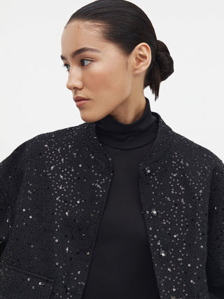 Alexie – Schwarze Tweedjacke mit Pailletten – Bequemer Lockerer Schnitt - Leichte Jacken - Schwarz - Müller Mode