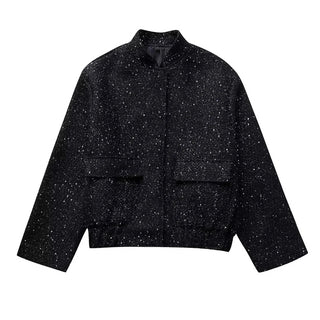 Alexie – Schwarze Tweedjacke mit Pailletten – Bequemer Lockerer Schnitt - Leichte Jacken - Schwarz - Müller Mode