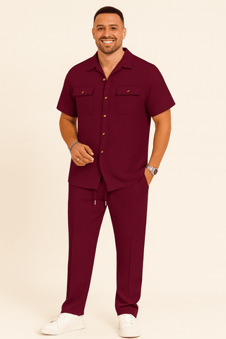 Ali Freizeit - Set mit Brusttaschen und Hose - Sets - Burgund - Müller Mode