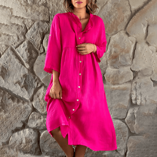 Alice – Sommerkleid in Übergröße – Lässig geknöpft - Kleider - Rosa - Müller Mode