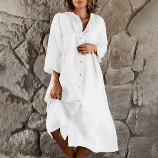 Alice – Sommerkleid in Übergröße – Lässig geknöpft - Kleider - Weiß - Müller Mode