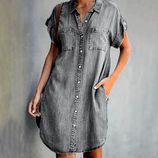 Amelie – Jeanshemdkleid – Comfort - Knopfleiste - Kleider - Grau - Müller Mode