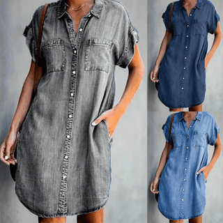 Amelie – Jeanshemdkleid – Comfort - Knopfleiste - Kleider - Hellblau - Müller Mode