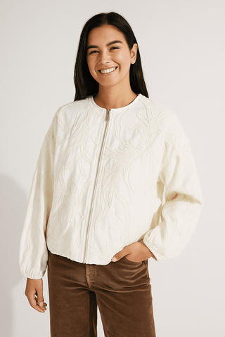 Amina jacke mit Stickerei und Reißverschluss - Jacken - Beige - Müller Mode
