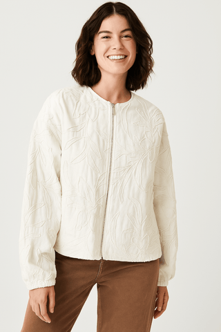 Amina jacke mit Stickerei und Reißverschluss - Jacken - Beige - Müller Mode