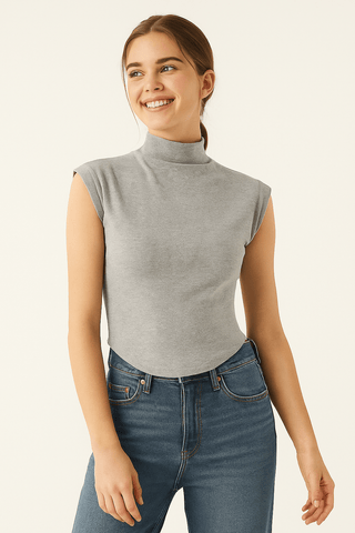 Amira Ärmelloses Top mit Stehkragen - Tops - Grau - Müller Mode