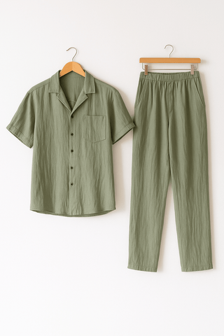 Andreas Set mit Strandhemd und Hose - Sets - Armeegrün - Müller Mode