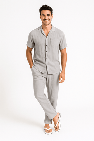 Andreas Set mit Strandhemd und Hose - Sets - Armeegrün - Müller Mode