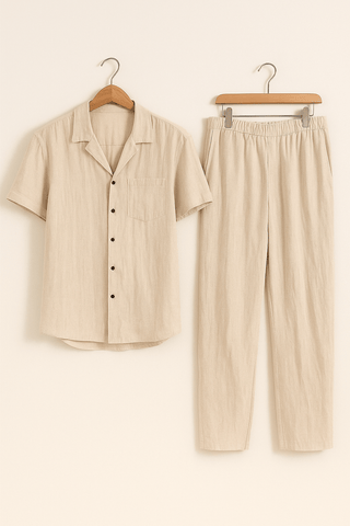 Andreas Set mit Strandhemd und Hose - Sets - Khaki - Müller Mode