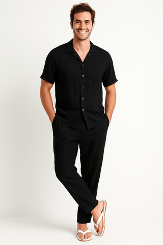 Andreas Set mit Strandhemd und Hose - Sets - Schwarz - Müller Mode