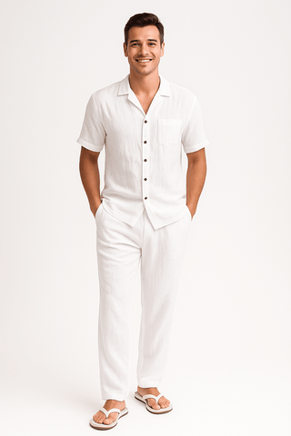 Andreas Set mit Strandhemd und Hose - Sets - Weiß - Müller Mode