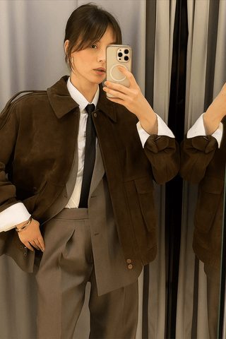 Anika Bomberjacke mit Samtoptik - Leichte Jacken - Braun - Müller Mode