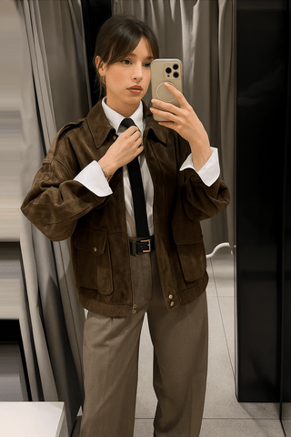 Anika Bomberjacke mit Samtoptik - Leichte Jacken - Braun - Müller Mode