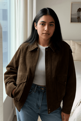 Anika Bomberjacke mit Samtoptik - Leichte Jacken - Braun - Müller Mode