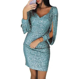 Anika - Kleid - Pailletten Midi - Kleider - Hellgrün - Müller Mode