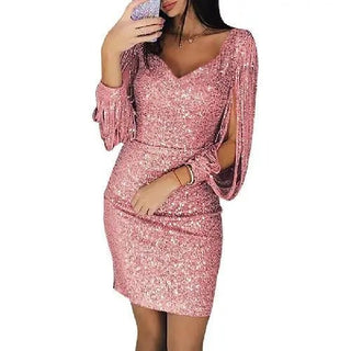 Anika - Kleid - Pailletten Midi - Kleider - Rosa - Müller Mode
