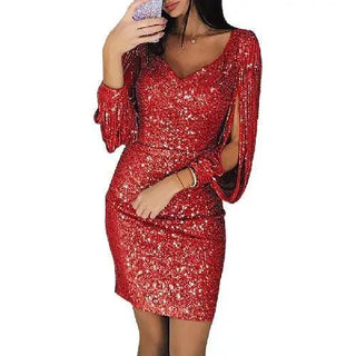 Anika - Kleid - Pailletten Midi - Kleider - Rot - Müller Mode