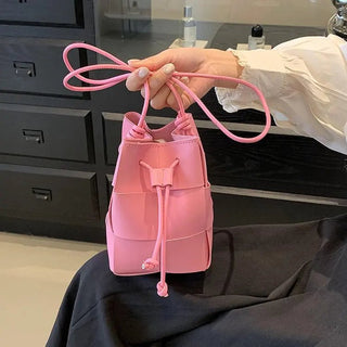 Anikadel - Crossbody Beuteltasche - Geflochtener Stil mit Kordelzug - Schultertaschen - Rosa - Müller Mode