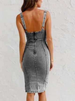 Annelise - Bodycon - Midikleid aus Denim - Partykleid - Kleider - Schwarz - Müller Mode